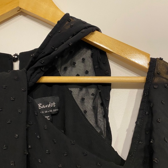 Bardot Swiss Dot Black Cold Shoulder Top - Picture 3 of 7